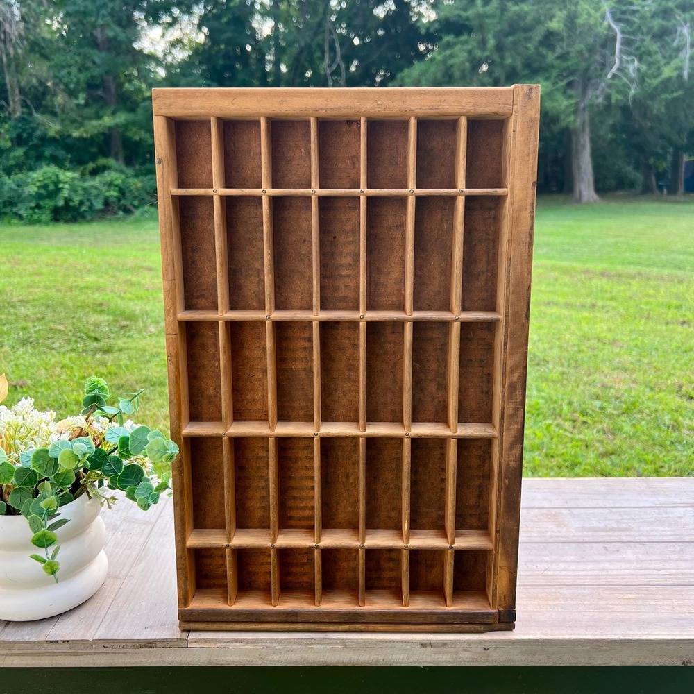 Vintage Wood Printers Letter Press Tray | Trinket Shelf